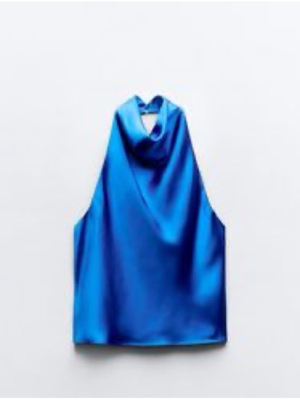blue satin halter crop top - zara
